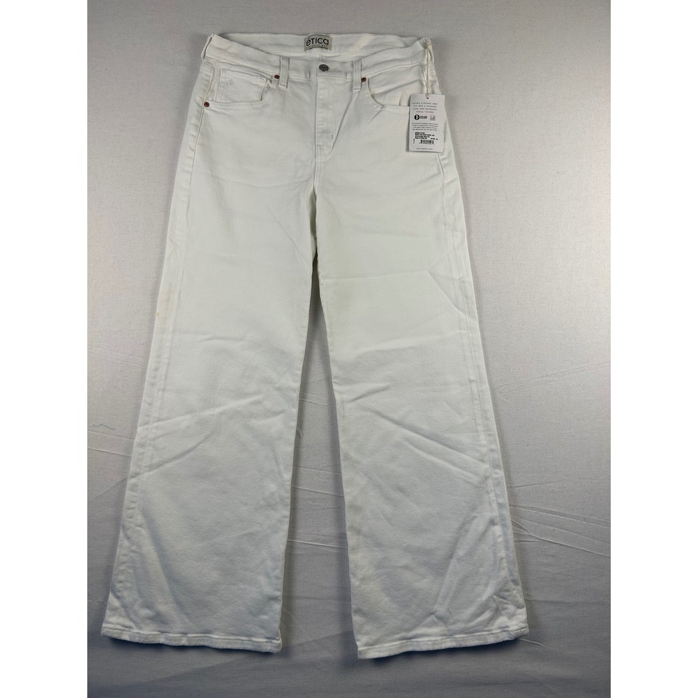 Etica Romi Mid Rise Wide Leg Jeans Vintage White‎ EW991536 Size 30 NWT